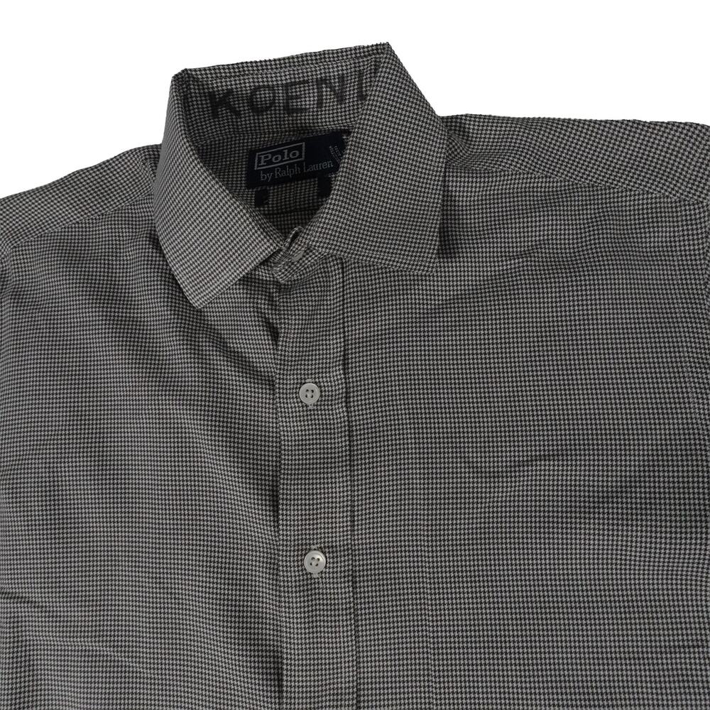 Ralph Lauren Vintage Houndstooth Spread Collar Button Shirt Men's Small